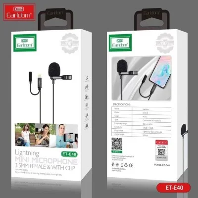 Earldom&reg; E40 Mini Microphone (Lightning) 3.5Mm Female With Clip